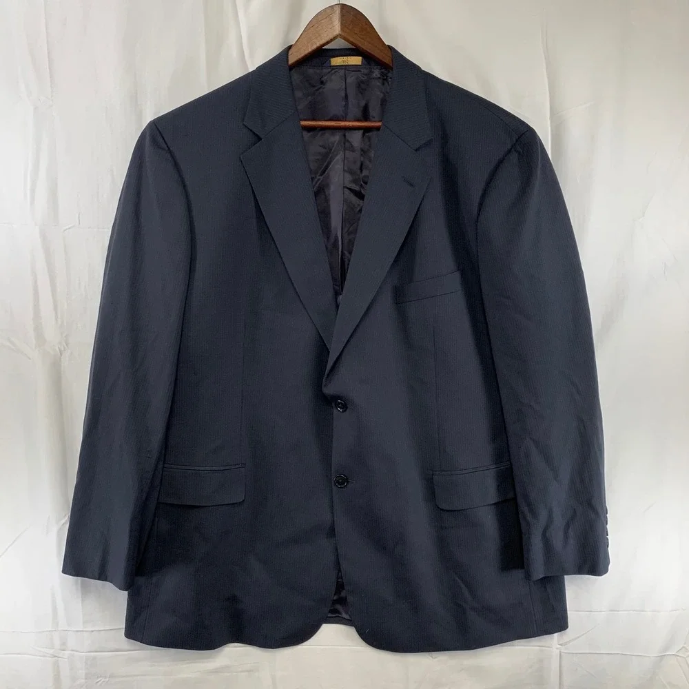 Brooks Brothers 346 Blazer Mens‎ 48R Navy Blue Pinstripe Wool Stretch Jacket